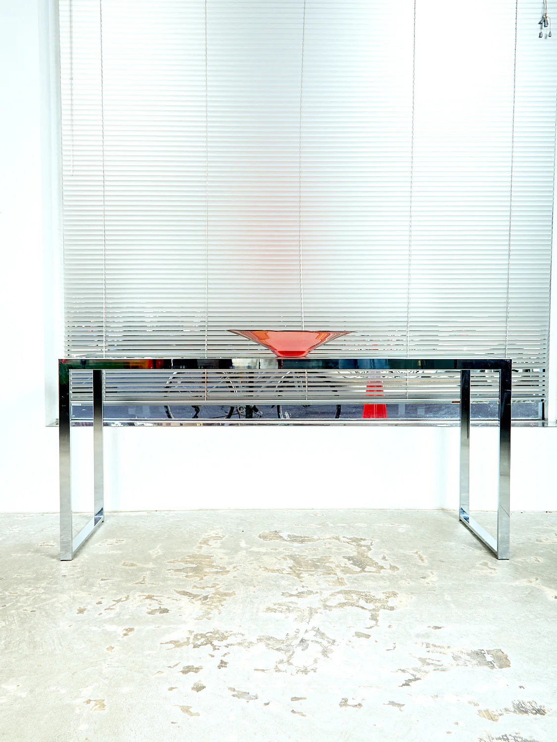 Vintage Chrome and Glass Console - Image 3